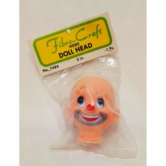 Doll Head Hobo Bald 3" Rubber Old Stock Fibre-Craf - Picture 1 of 7